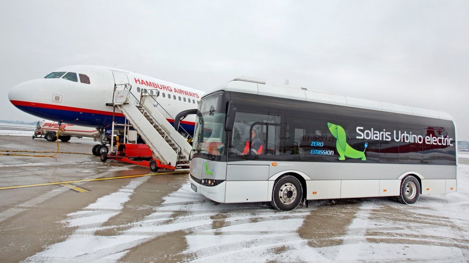 Electric buses on the airport of Hamburg